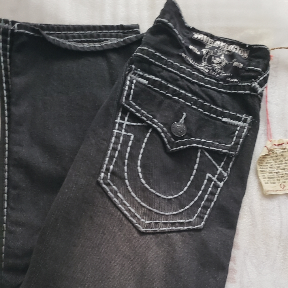 Black True Religion Jeans with white super stitch (Rainbow Billy)Section